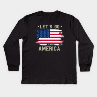 Let's Go America, Patriot US American Flag Kids Long Sleeve T-Shirt