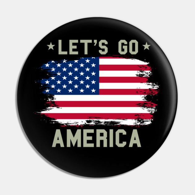 Let's Go America, Patriot US American Flag Pin by Silly Me Studio