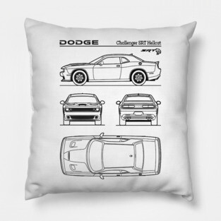 Dodge Challenger SRT Hellcat Patent Black Pillow