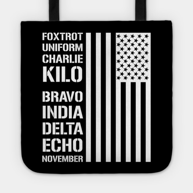 Military Phonetic Alphabet Code F*ck Biden Tote by Silly Me Studio