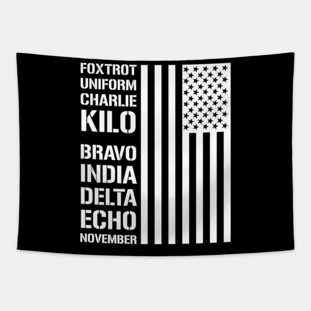 Military Phonetic Alphabet Code F*ck Biden Tapestry by Silly Me Studio