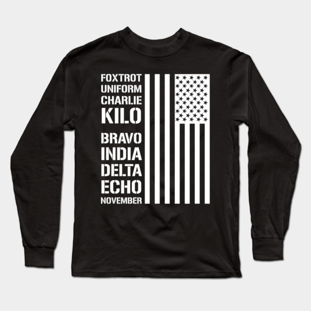 Military Phonetic Alphabet Code F*ck Biden Long Sleeve T-Shirt by Silly Me Studio