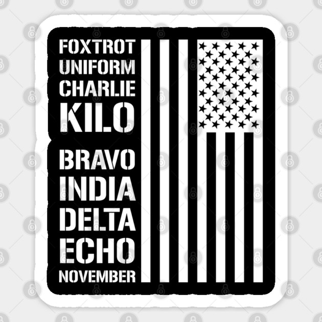 Military Phonetic Alphabet Code F*ck Biden Sticker by Silly Me Studio