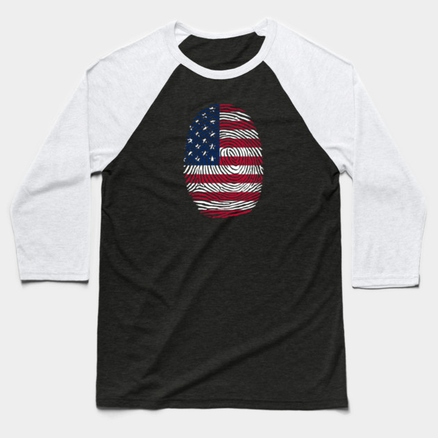 American  DNA, Patriotic, American Flag Baseball T-Shirt by Silly Me Studio