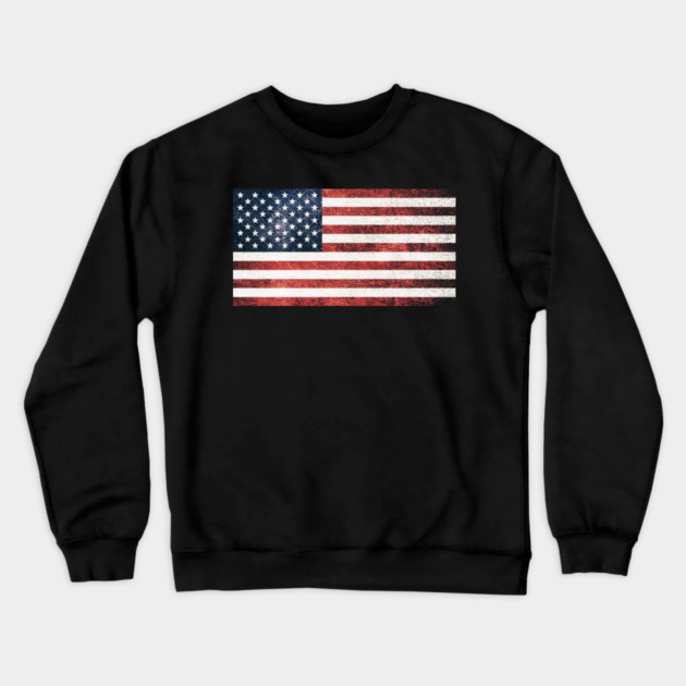 Distressed American Flag, American, Patriotic Crewneck Sweatshirt by Silly Me Studio