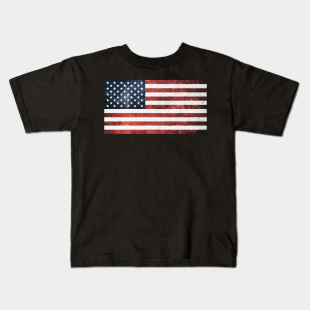 Distressed American Flag, American, Patriotic Kids T-Shirt by Silly Me Studio