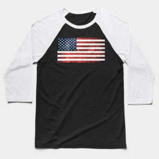 Distressed American Flag, American, Patriotic Baseball T-Shirt