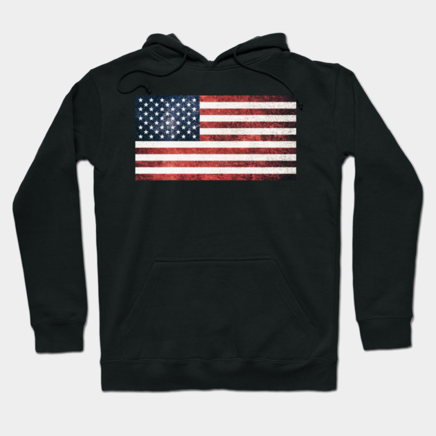 Distressed American Flag, American, Patriotic Hoodie by Silly Me Studio