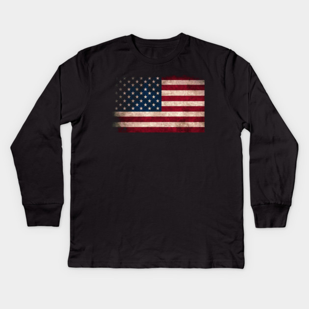 American Flag, Distressed grunge, Patriot, America Kids Long Sleeve T-Shirt by Silly Me Studio