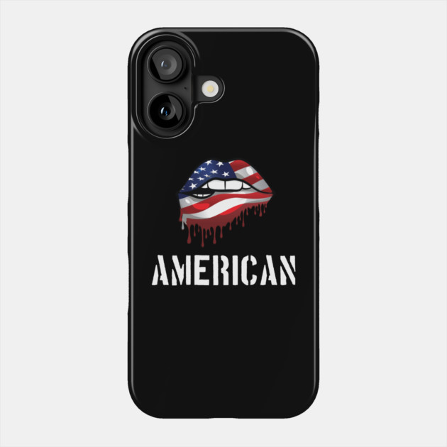Patriotic Lips, Dripping Flag Lips, American Phone Case by Silly Me Studio
