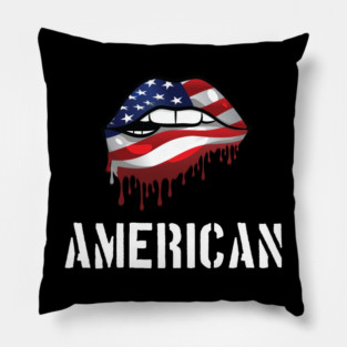 Patriotic Lips, Dripping Flag Lips, American Pillow