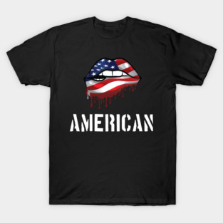 Patriotic Lips, Dripping Flag Lips, American T-Shirt