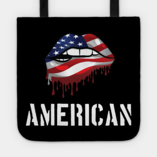 Patriotic Lips, Dripping Flag Lips, American Tote