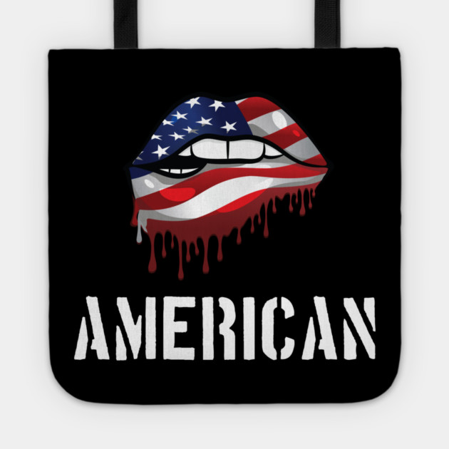 Patriotic Lips, Dripping Flag Lips, American Tote by Silly Me Studio