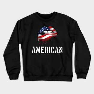 Patriotic Lips, Dripping Flag Lips, American Crewneck Sweatshirt