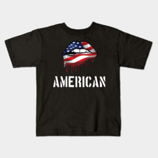 Patriotic Lips, Dripping Flag Lips, American Kids T-Shirt