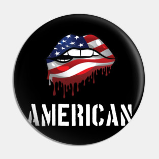 Patriotic Lips, Dripping Flag Lips, American Pin