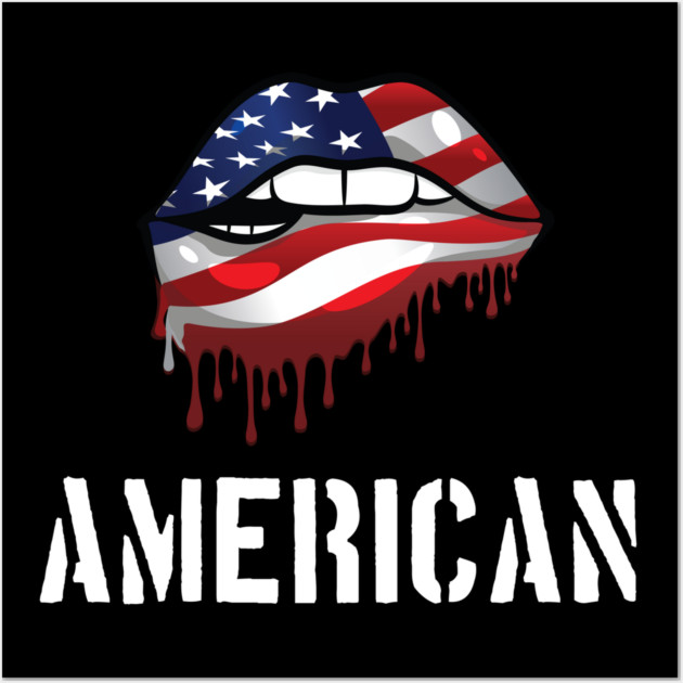 Patriotic Lips, Dripping Flag Lips, American Wall Art by Silly Me Studio