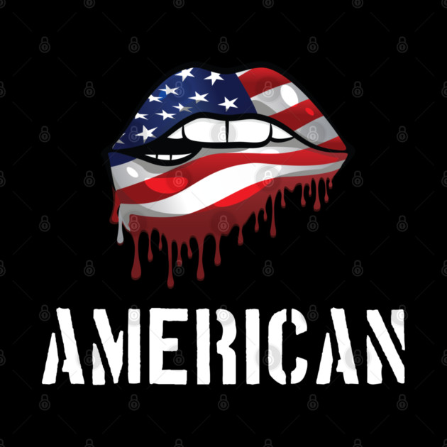 Patriotic Lips, Dripping Flag Lips, American by Silly Me Studio