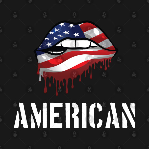 Patriotic Lips, Dripping Flag Lips, American by Silly Me Studio