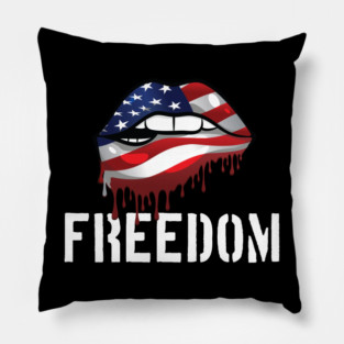 Patriotic Lips, Dripping Flag Lips, American, Freedom Pillow
