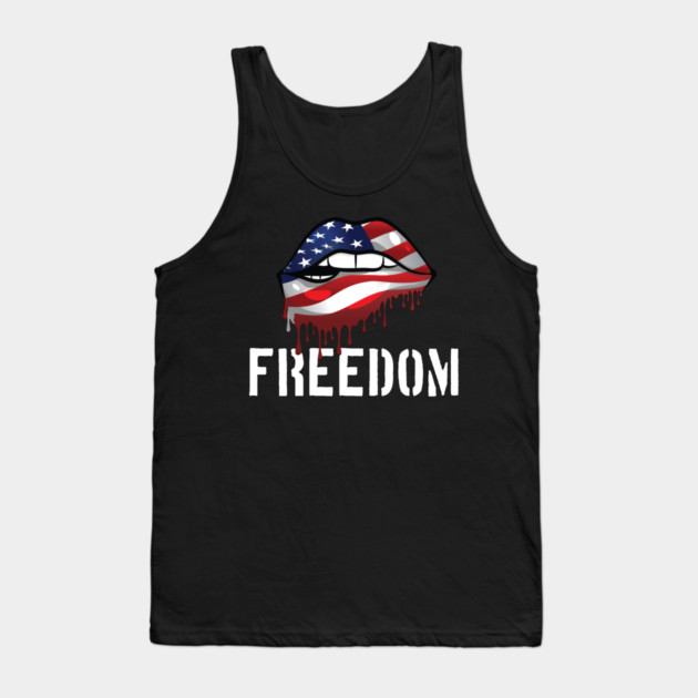 Patriotic Lips, Dripping Flag Lips, American, Freedom Tank Top by Silly Me Studio
