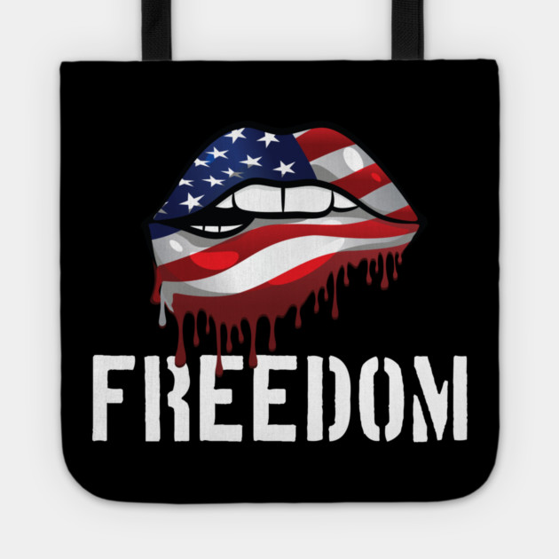 Patriotic Lips, Dripping Flag Lips, American, Freedom Tote by Silly Me Studio