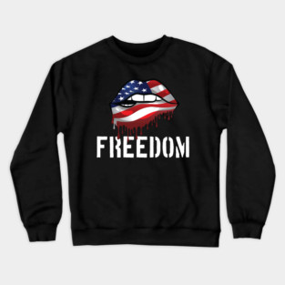 Patriotic Lips, Dripping Flag Lips, American, Freedom Crewneck Sweatshirt