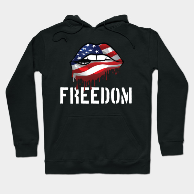 Patriotic Lips, Dripping Flag Lips, American, Freedom Hoodie by Silly Me Studio