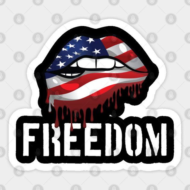 Patriotic Lips, Dripping Flag Lips, American, Freedom Sticker by Silly Me Studio