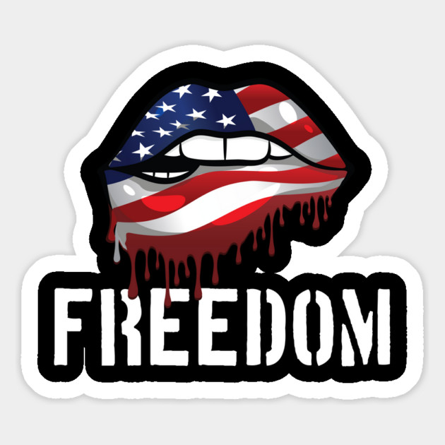 Patriotic Lips, Dripping Flag Lips, American, Freedom Magnet by Silly Me Studio