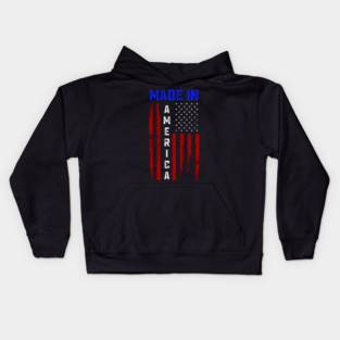 Made in America, American Flag, Patriot Kids Hoodie
