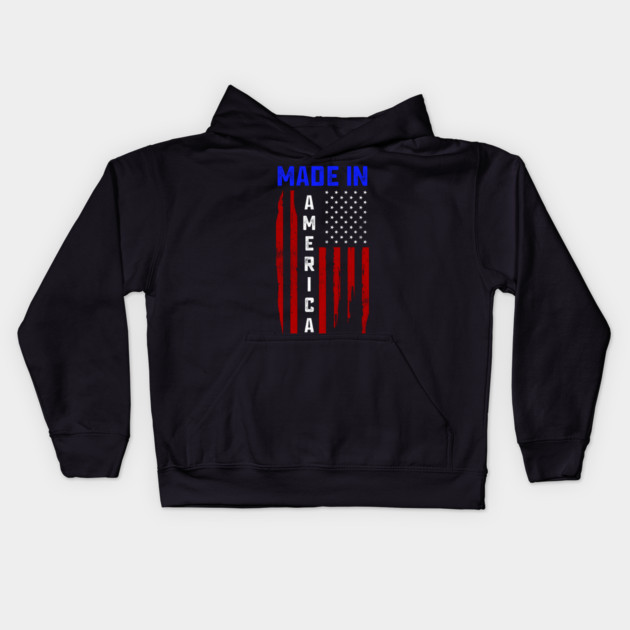 Made in America, American Flag, Patriot Kids Hoodie by Silly Me Studio