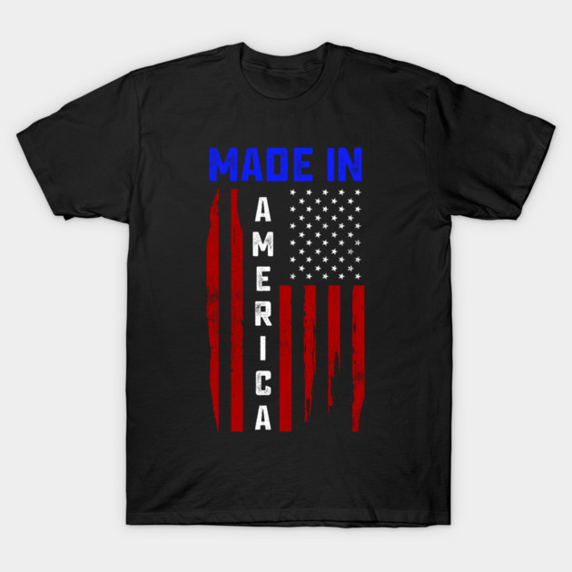 Made in America, American Flag, Patriot T-Shirt by Silly Me Studio