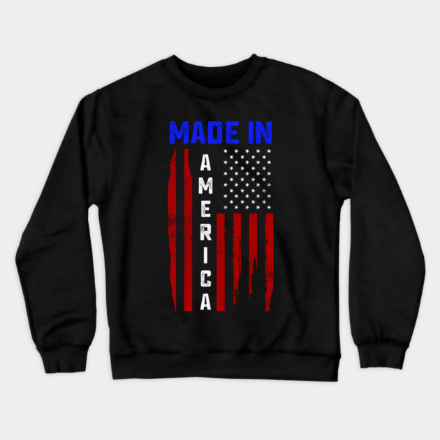 Made in America, American Flag, Patriot Crewneck Sweatshirt by Silly Me Studio