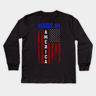 Made in America, American Flag, Patriot Kids Long Sleeve T-Shirt