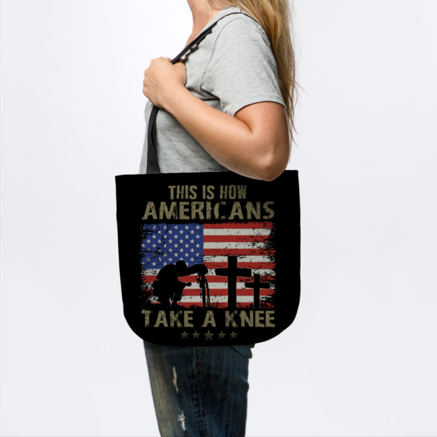 This is how Americans take a knee, Kneel for the Flag by Silly Me Studio