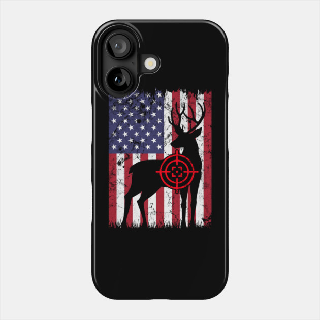 American Hunter, Deer Hunter, American Flag Phone Case by Silly Me Studio