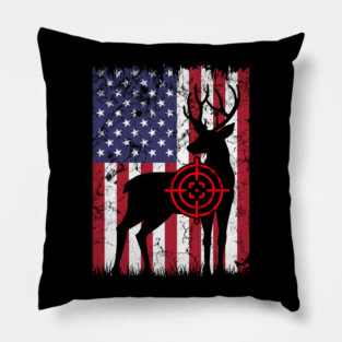 American Hunter, Deer Hunter, American Flag Pillow