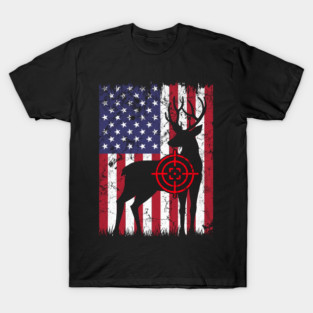 American Hunter, Deer Hunter, American Flag T-Shirt