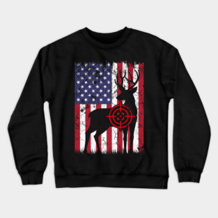 American Hunter, Deer Hunter, American Flag Crewneck Sweatshirt