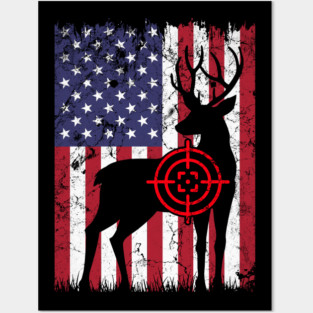 American Hunter, Deer Hunter, American Flag Posters and Art