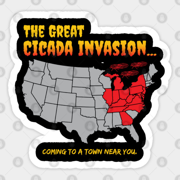 Cicada Invasion Coming to These States in US Map Funny print Sticker by creative