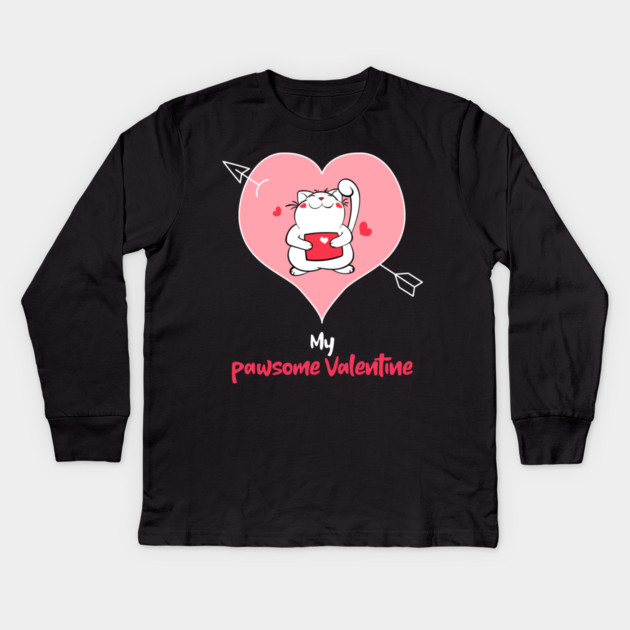 My Pawsome Valentine Kids Long Sleeve T-Shirt by MCAL Tees