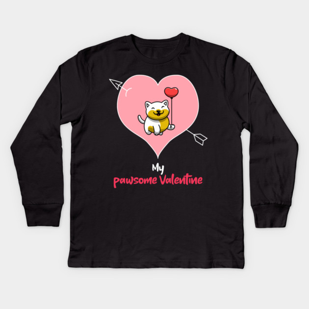 My Pawsome Doggie Valentine Kids Long Sleeve T-Shirt by MCAL Tees