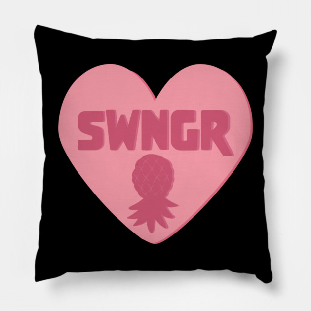 Swinger Candy Heart Upside Down Pineapple Pillow by belownormal