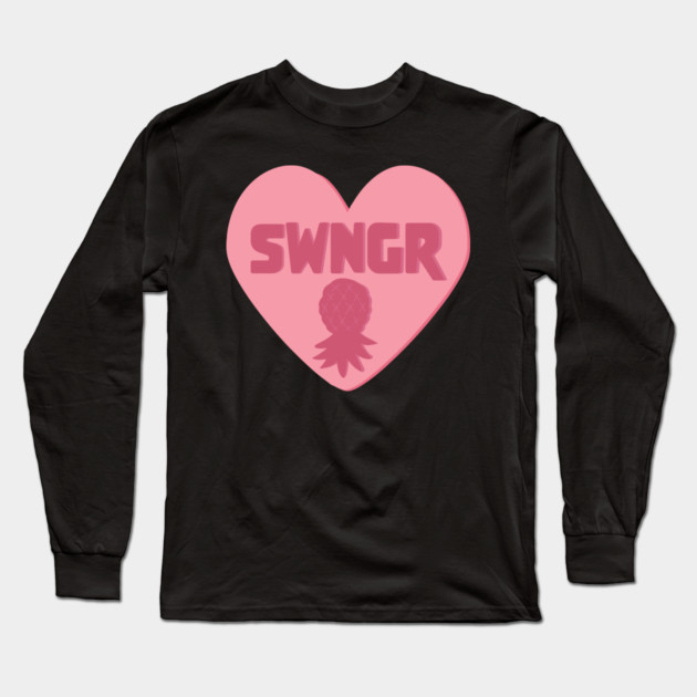 Swinger Candy Heart Upside Down Pineapple Long Sleeve T-Shirt by belownormal