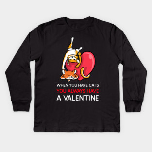 Valentine Cats Kids Long Sleeve T-Shirt