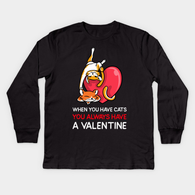 Valentine Cats Kids Long Sleeve T-Shirt by MCAL Tees