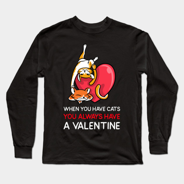 Valentine Cats Long Sleeve T-Shirt by MCAL Tees